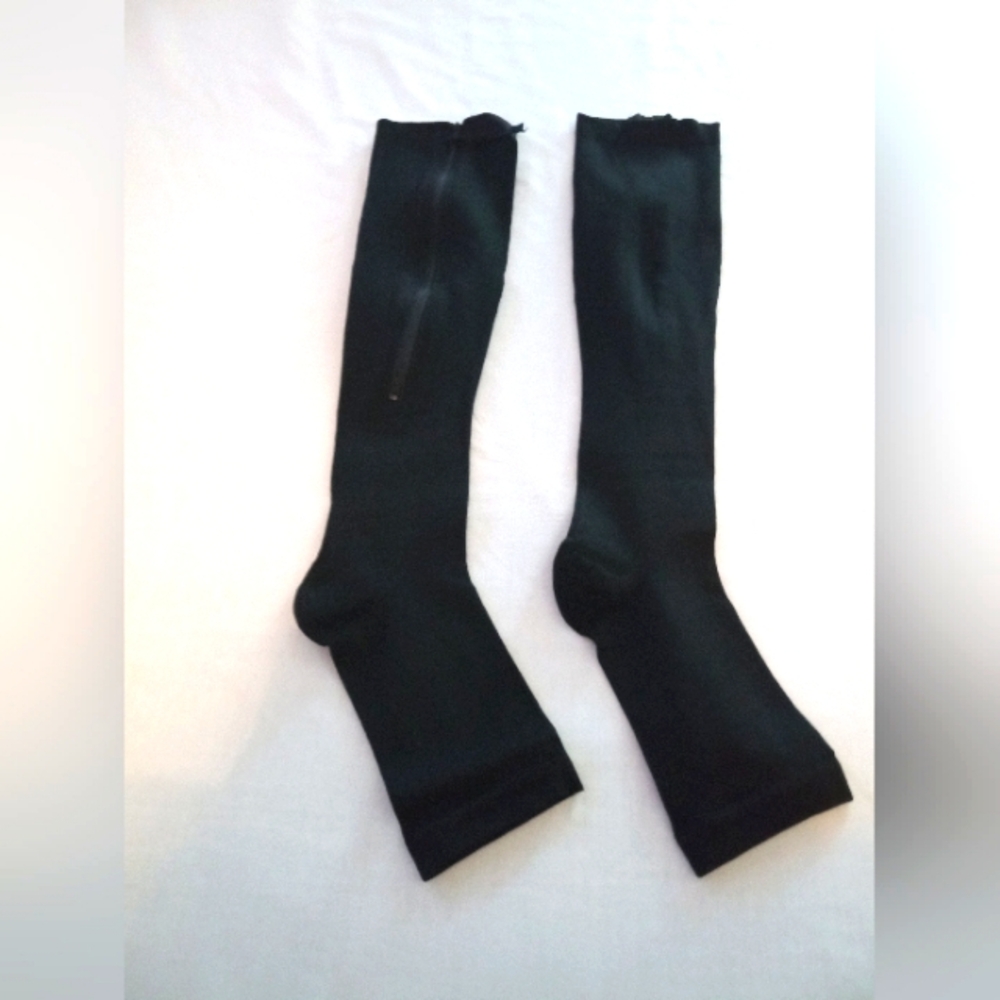 Compression Socks, Black, Open Toe